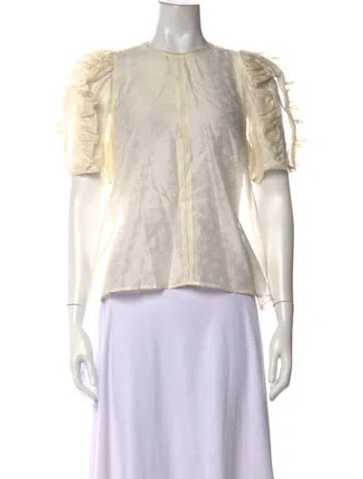 Pre-owned Ulla Johnson Floral Print Crew Neck Blouse In Neutral