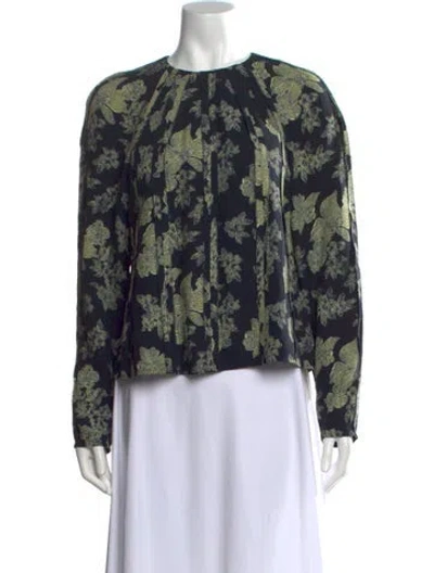 Pre-owned Ulla Johnson Floral Print Crew Neck Blouse In Neutral