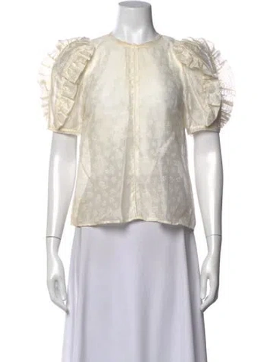 Pre-owned Ulla Johnson Floral Print Crew Neck Blouse In Neutral
