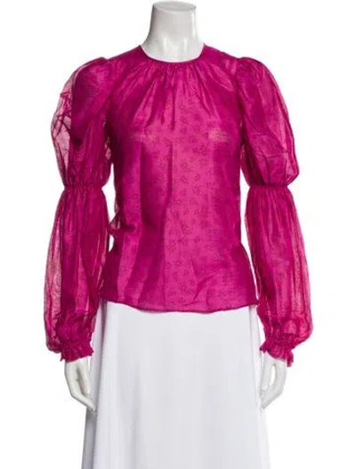 Pre-owned Ulla Johnson Floral Print Crew Neck Blouse In Pink