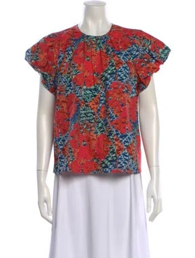 Pre-owned Ulla Johnson Floral Print Crew Neck Blouse In Pink