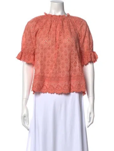 Pre-owned Ulla Johnson Floral Print Crew Neck Blouse In Pink