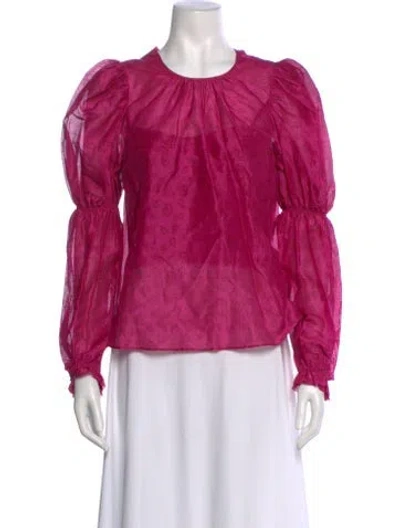 Pre-owned Ulla Johnson Floral Print Crew Neck Blouse In Pink