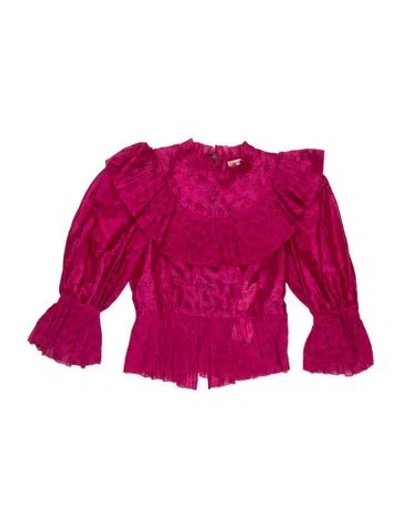 Pre-owned Ulla Johnson Floral Print Crew Neck Blouse In Pink