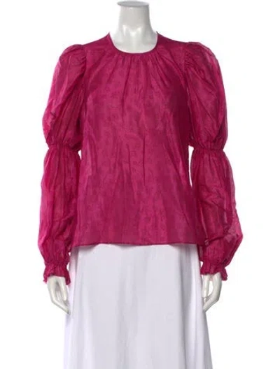 Pre-owned Ulla Johnson Floral Print Crew Neck Blouse In Pink