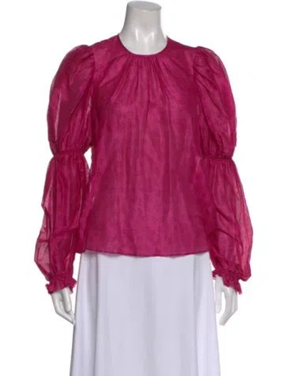 Pre-owned Ulla Johnson Floral Print Crew Neck Blouse In Purple