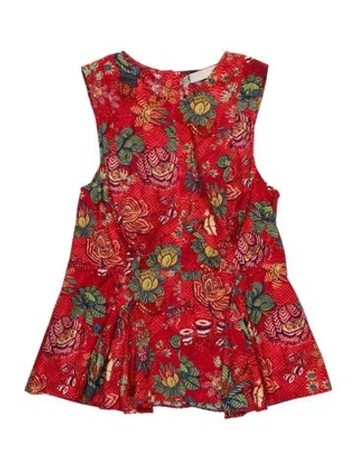 Pre-owned Ulla Johnson Floral Print Crew Neck Blouse In Red