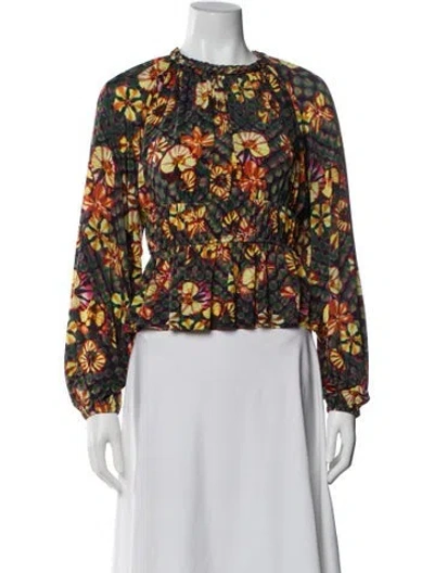 Pre-owned Ulla Johnson Floral Print Crew Neck Blouse W/ Tags In Multi