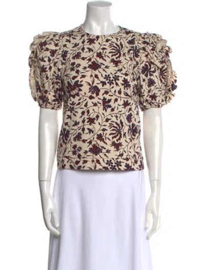 Pre-owned Ulla Johnson Floral Print Crew Neck Crop Top