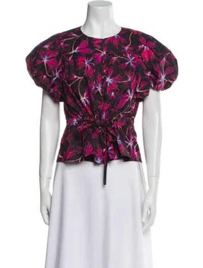 Pre-owned Ulla Johnson Floral Print Crew Neck Crop Top W/ Tags In Multi