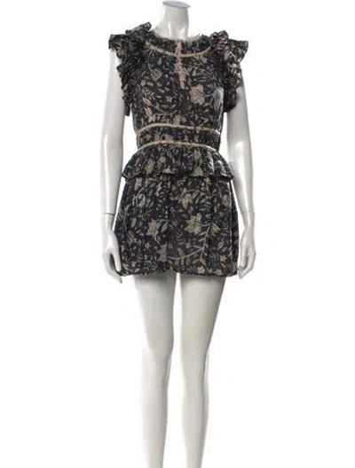 Pre-owned Ulla Johnson Floral Print Crew Neck Jumpsuit In Black