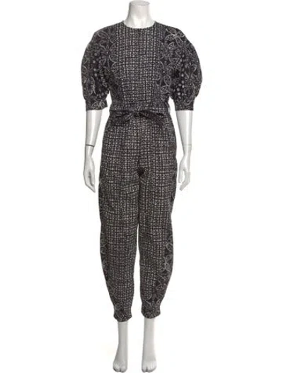 Pre-owned Ulla Johnson Floral Print Crew Neck Jumpsuit In Black