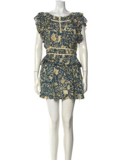 Pre-owned Ulla Johnson Floral Print Crew Neck Jumpsuit In Blue