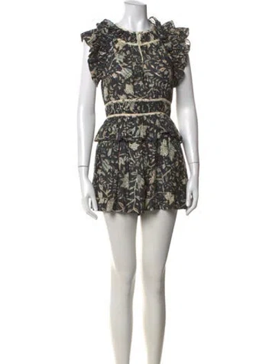 Pre-owned Ulla Johnson Floral Print Crew Neck Jumpsuit In Blue