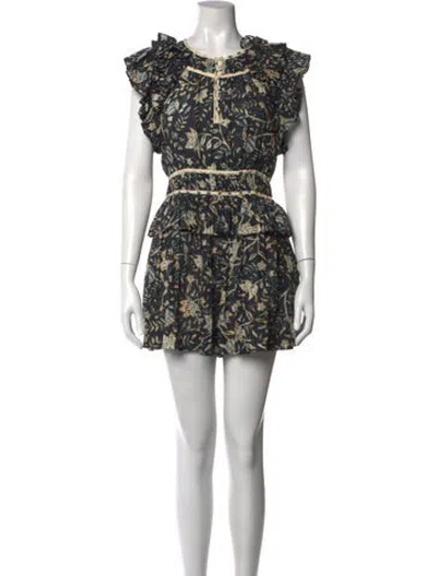 Pre-owned Ulla Johnson Floral Print Crew Neck Jumpsuit In Blue