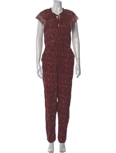 Pre-owned Ulla Johnson Floral Print Crew Neck Jumpsuit In Brown