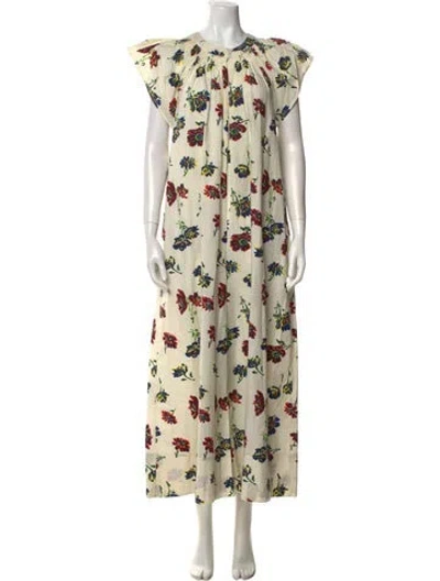 Pre-owned Ulla Johnson Floral Print Crew Neck Jumpsuit In Neutral