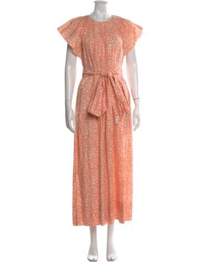 Pre-owned Ulla Johnson Floral Print Crew Neck Jumpsuit In Orange