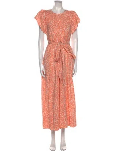 Pre-owned Ulla Johnson Floral Print Crew Neck Jumpsuit In Pink