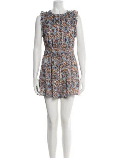 Pre-owned Ulla Johnson Floral Print Crew Neck Romper In Multi