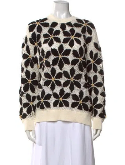 Pre-owned Ulla Johnson Floral Print Crew Neck Sweater In Black