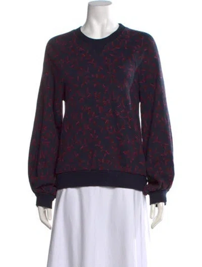Pre-owned Ulla Johnson Floral Print Crew Neck Sweater In Blue