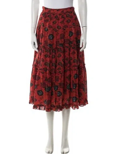 Pre-owned Ulla Johnson Floral Print Crew Neck Sweater In Red