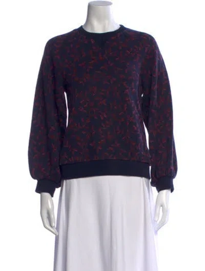 Pre-owned Ulla Johnson Floral Print Crew Neck Sweatshirt In Blue