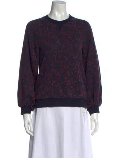 Pre-owned Ulla Johnson Floral Print Crew Neck Sweatshirt In Blue