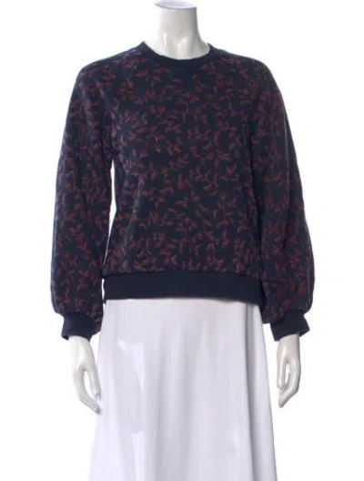 Pre-owned Ulla Johnson Floral Print Crew Neck Sweatshirt In Blue