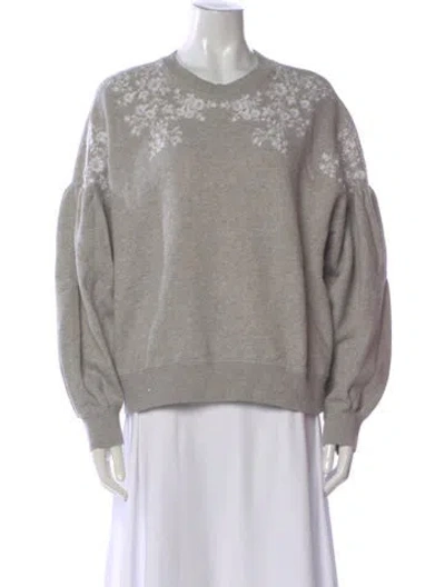 Pre-owned Ulla Johnson Floral Print Crew Neck Sweatshirt In Gray