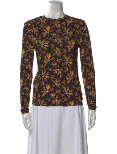 Pre-owned Ulla Johnson Floral Print Crew Neck Top In Black