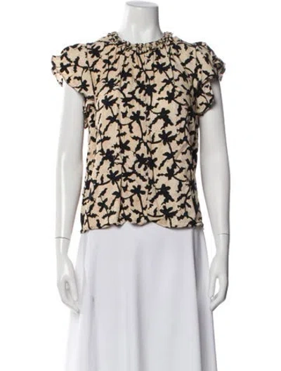 Pre-owned Ulla Johnson Floral Print Crew Neck Top In Blue