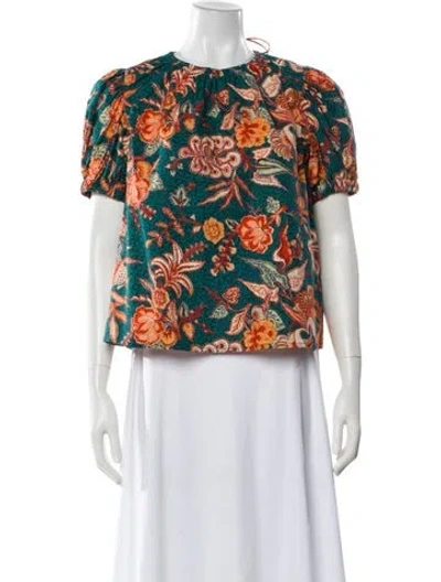 Pre-owned Ulla Johnson Floral Print Crew Neck Top In Multi