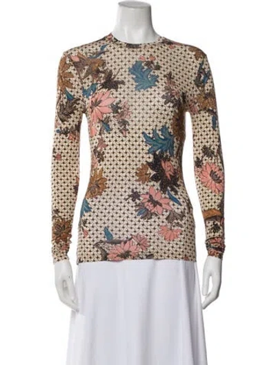 Pre-owned Ulla Johnson Floral Print Crew Neck Top In Neutral