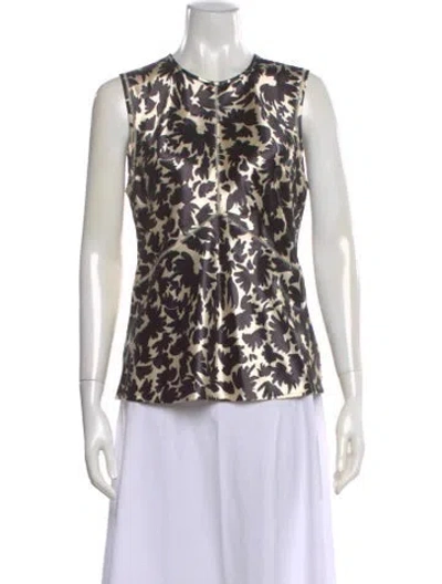 Pre-owned Ulla Johnson Floral Print Crew Neck Top In Neutral
