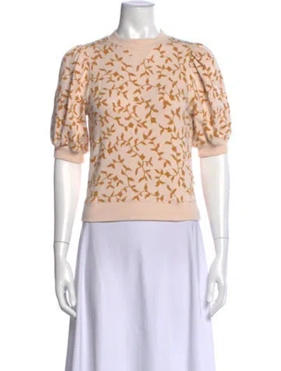 Pre-owned Ulla Johnson Floral Print Crew Neck Top In Neutral