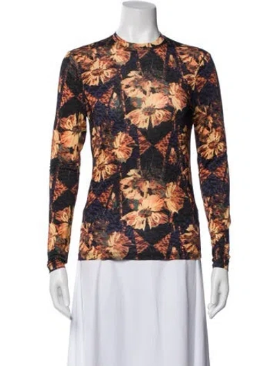 Pre-owned Ulla Johnson Floral Print Crew Neck Top In Orange