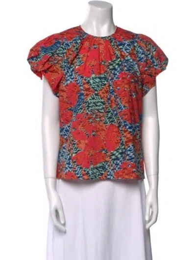 Pre-owned Ulla Johnson Floral Print Crew Neck Top In Pink