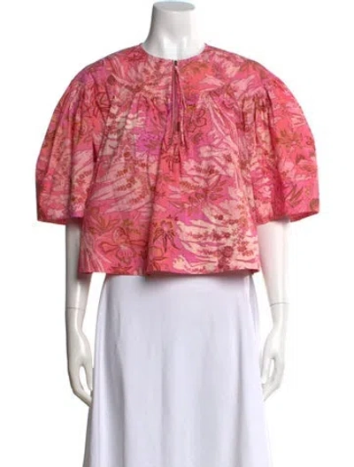Pre-owned Ulla Johnson Floral Print Crew Neck Top In Pink