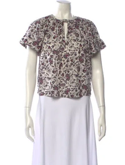 Pre-owned Ulla Johnson Floral Print Crew Neck Top In Purple