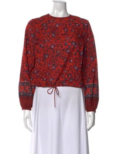 Pre-owned Ulla Johnson Floral Print Crew Neck Top In Red