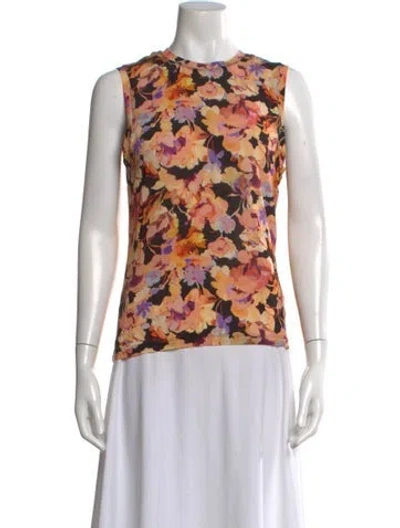 Pre-owned Ulla Johnson Floral Print Crew Neck Top W/ Tags In Blue