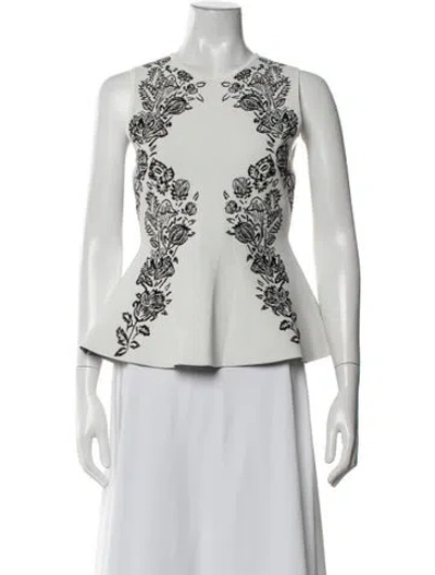 Pre-owned Ulla Johnson Floral Print Crew Neck Top In White