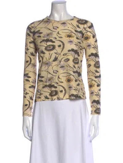 Pre-owned Ulla Johnson Floral Print Crew Neck Top In Yellow