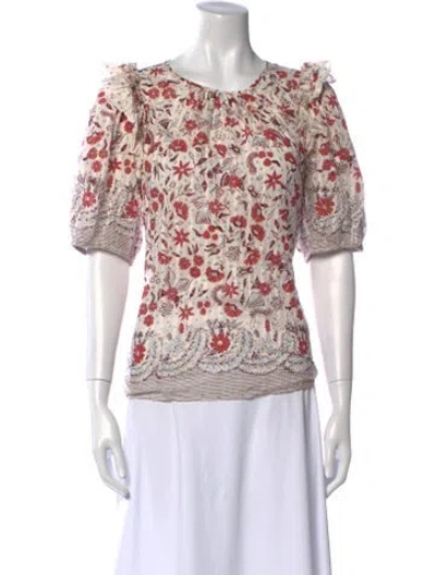 Pre-owned Ulla Johnson Floral Print Crew Neck T-shirt