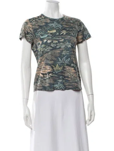 Pre-owned Ulla Johnson Floral Print Crew Neck T-shirt In Blue