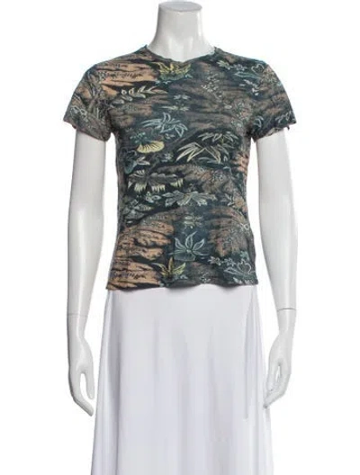 Pre-owned Ulla Johnson Floral Print Crew Neck T-shirt In Blue