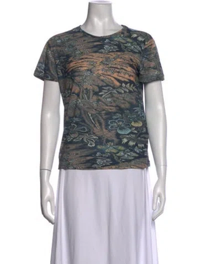 Pre-owned Ulla Johnson Floral Print Crew Neck T-shirt In Blue