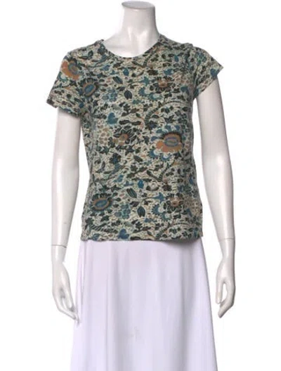 Pre-owned Ulla Johnson Floral Print Crew Neck T-shirt In Neutral